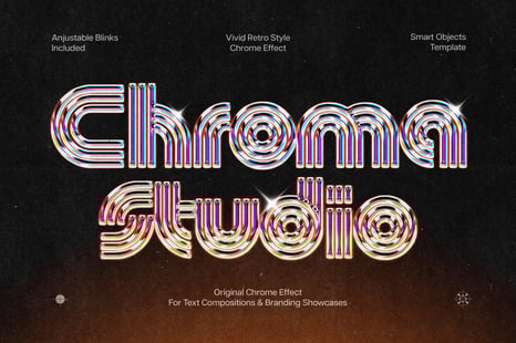 Vivid Retro Style Chrome Effect - Graphic Design Assets