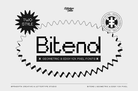 Bitend Geometric Edgy Y2K Pixel Font - Edgy font