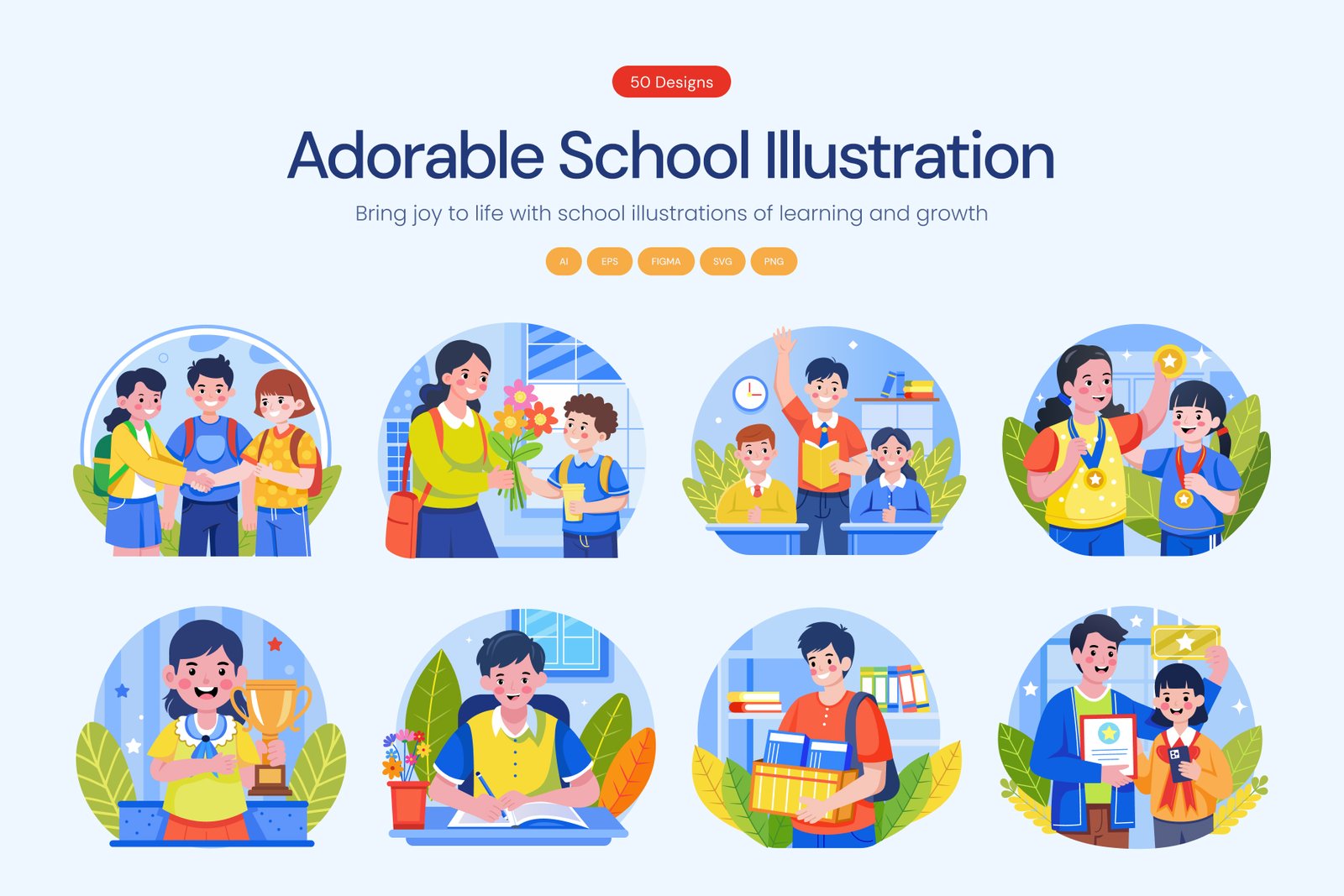 School Illustration Art Set