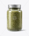 Glass Jar with Marjoram Spice Mockup