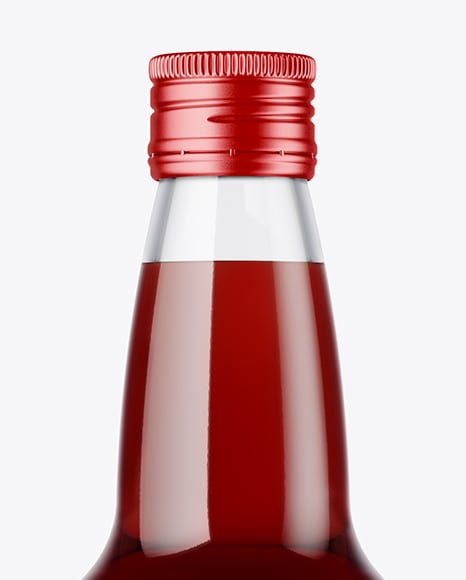 Clear Glass Bottle with Red Juice Mockup