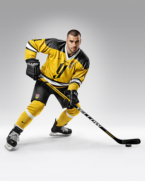 Man Wearing Full Ice Hockey Kit Mockup