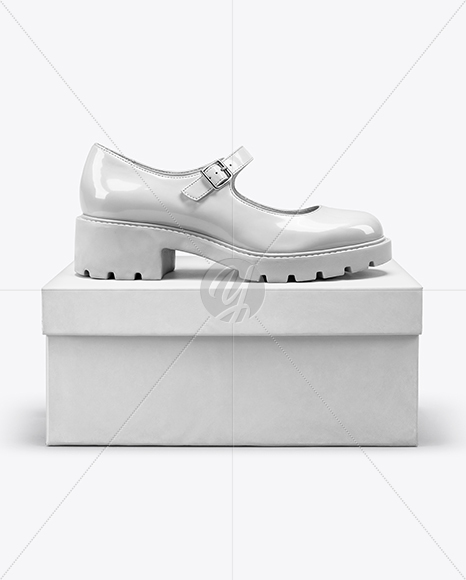 Mary Jane Shoe with Box Mockup