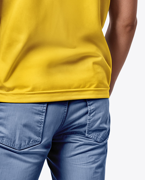 Man Wearing Polo Shirt and Jeans Mockup
