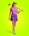 Woman Wearing Golf Shirt and Skirt Mockup