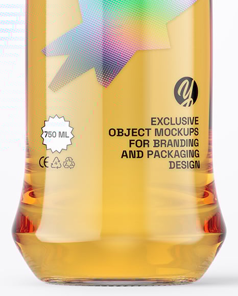 Glass Bottle with Apple Juice Mockup