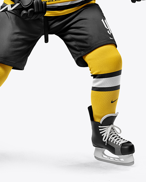 Man Wearing Full Ice Hockey Uniform Mockup