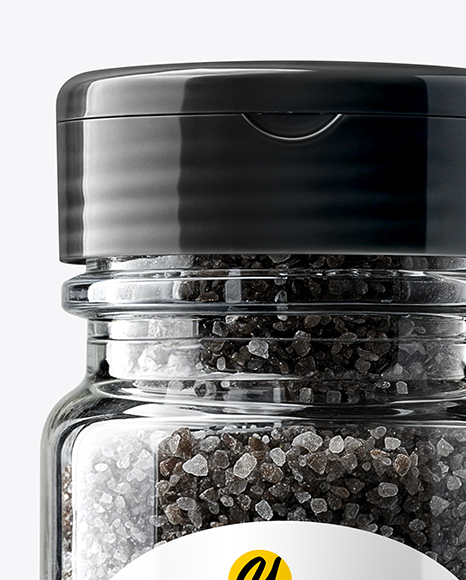 Glass Jar with Black Sea Salt Mockup