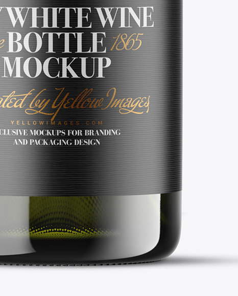 Green Glass White Wine Bottle Mockup