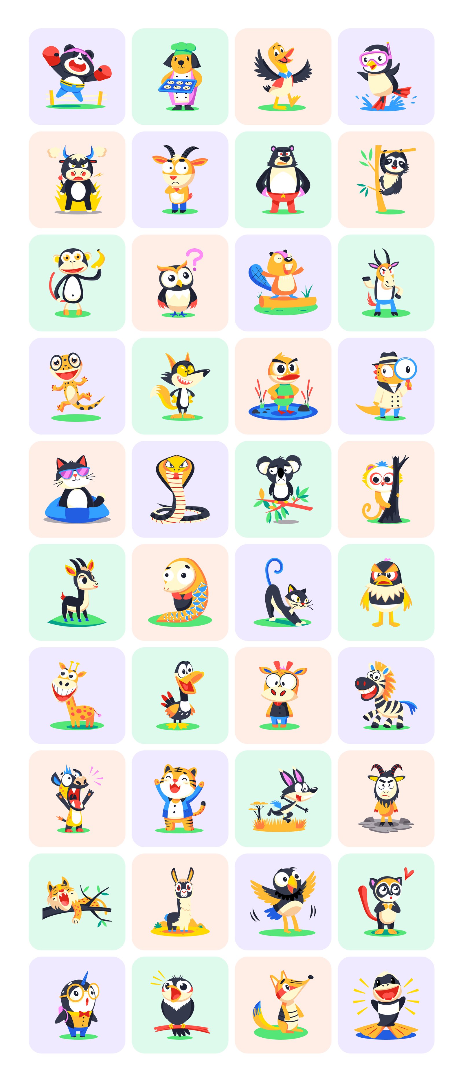 Animal Mascots Art Set