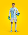 Soccer Goalkeeper Wearing V-Neck Long Sleeve Jersey Mockup