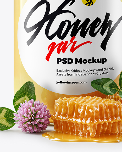 Clear Glass Jar with Raw Clover Honey Mockup