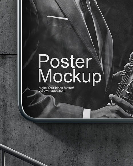 Framed Poster in Underground Passage Mockup