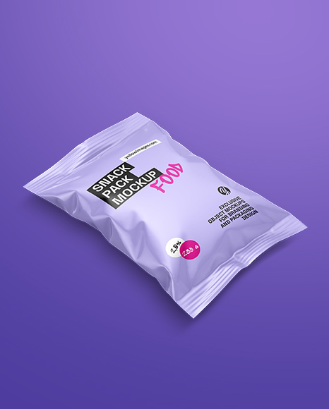 Glossy Snack Pack Mockup - Half Side View