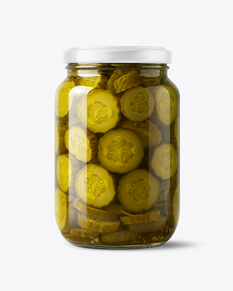 Glass Jar with Bread & Butter Pickles Mockup