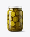 Glass Jar with Bread & Butter Pickles Mockup