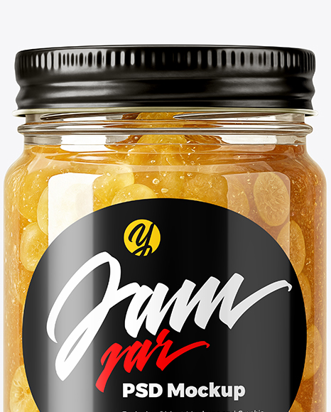 Glass Jar with White Grape Jam Mockup