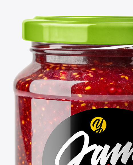 Glass Jar with Raspberry Jam Mockup