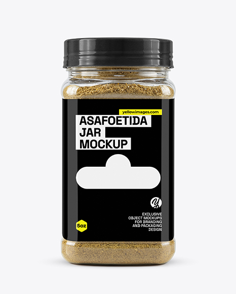 Clear Plastic Jar with Asafoetida Spice Mockup - Plastic jar mockup