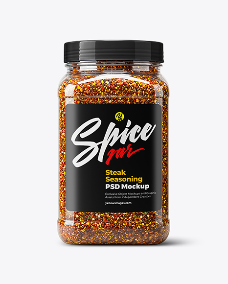 Plastic Jumbo Jar with Steak Seasoning Mockup
