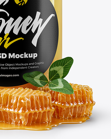 Clear Glass Jar with Raw Clover Honey Mockup