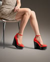 Woman Wearing Dress and Wedge Heels Mockup