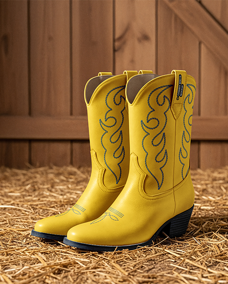 Pair of Women's Cowboy Boots Mockup - Shoe mockups