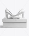 Block Heel Pumps with Shoe Box Mockup