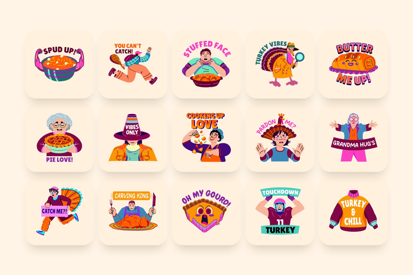 Thanksgiving Stickers Set