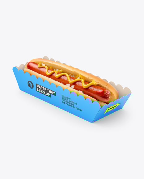 Paper Tray with Hot Dog Mockup - Carton box