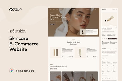 Sseraskin - Skincare E-Commerce Website UI Figma Template - UI Kits & UX Wireframes
