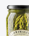 Clear Glass Jar with Pickled Asparagus Mockup