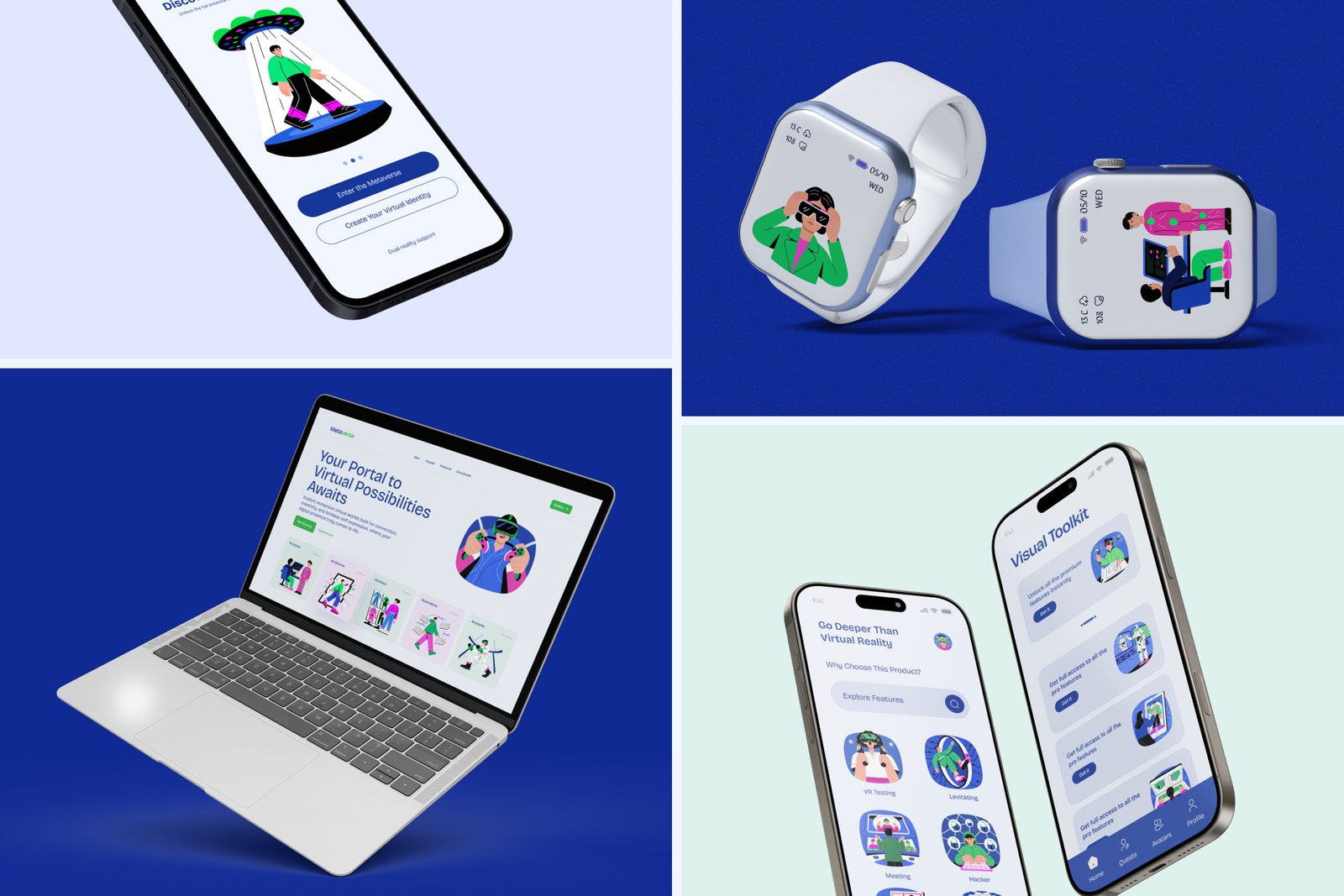 Metaverse Technology Illustration Set