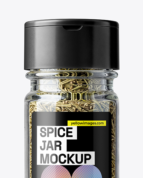 Glass Spice Jar with Rosemary Mockup