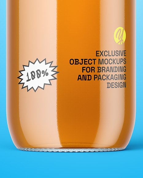 Clear Glass Bottle With Apple Juice Mockup