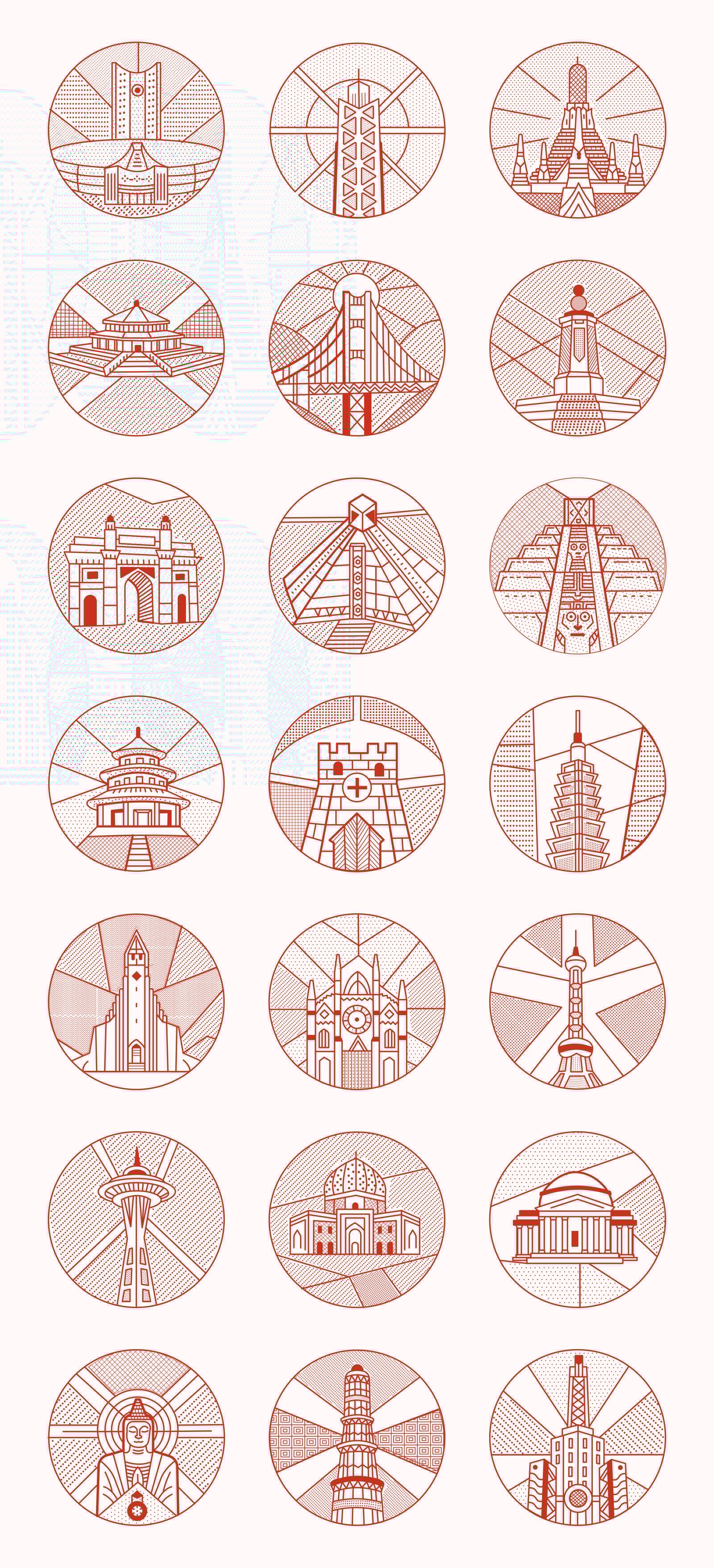 World Landmark Illustration Set