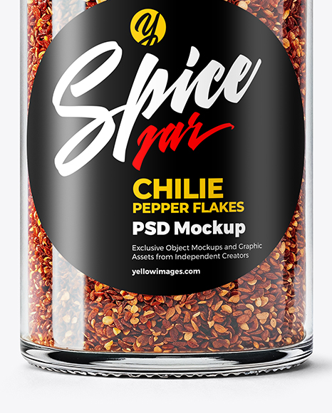 Spice Glass Jar with Chili Pepper Flakes Mockup