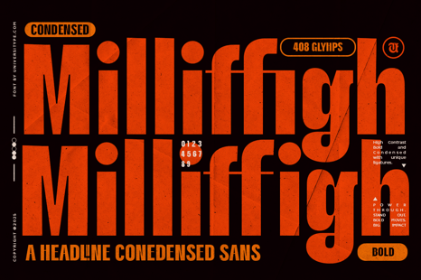 UT Milliffigh - A headline Condensaed Font - Tech font