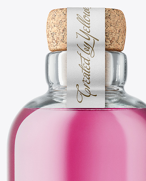 Clear Glass Liquor Bottle with Cork Mockup