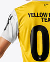 Soccer Player Wearing Jersey and Shorts Mockup