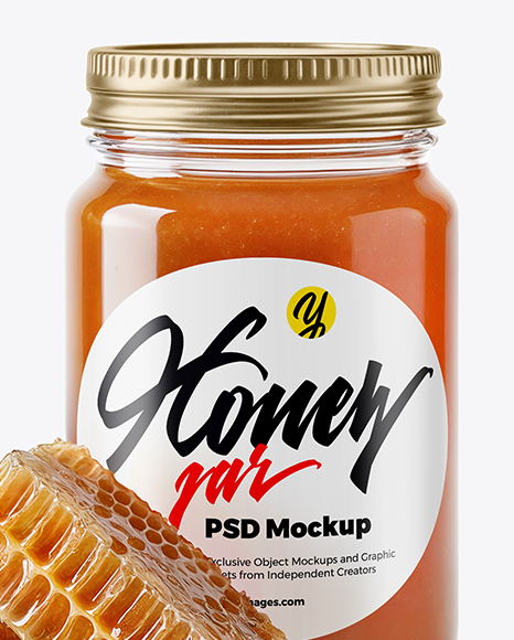 Glass Jar with Rosewood Honey Mockup