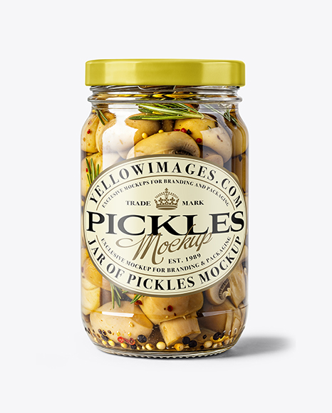 Glass Jar with Sliced ​​Champignons Mockup