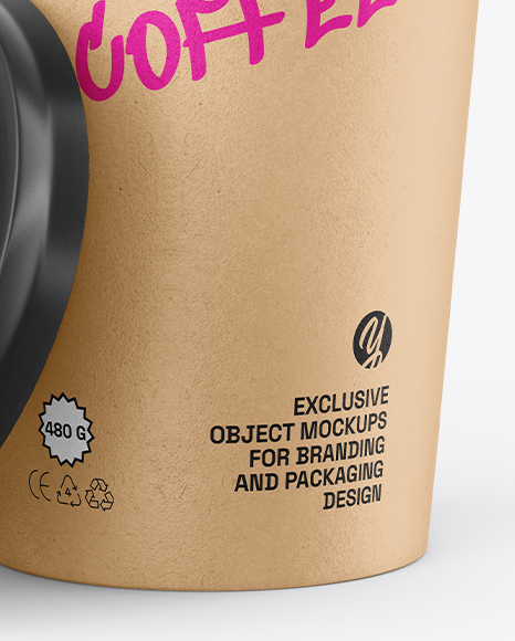 Kraft Paper Coffee Cup with Lid Mockup