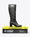 Women's High-Knee Boot on Shoe Box Mockup