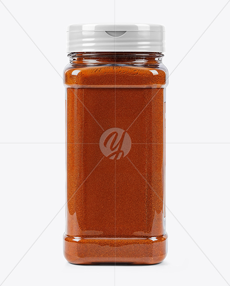 Plastic Square Spice Jar with Smoked Paprika Mockup