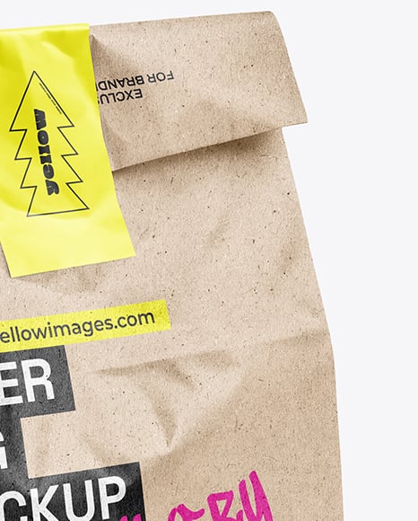 Kraft Paper Food Bag with Sticker Label Mockup