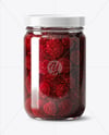 Clear Glass Jar with Cherry Jam Mockup