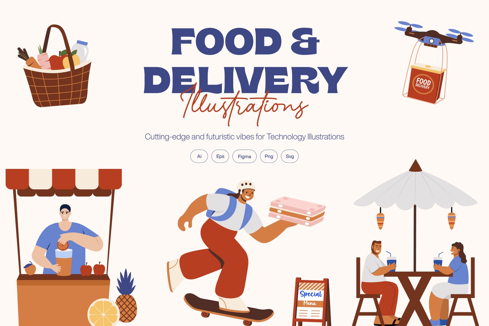 Food and Delivery Illustration