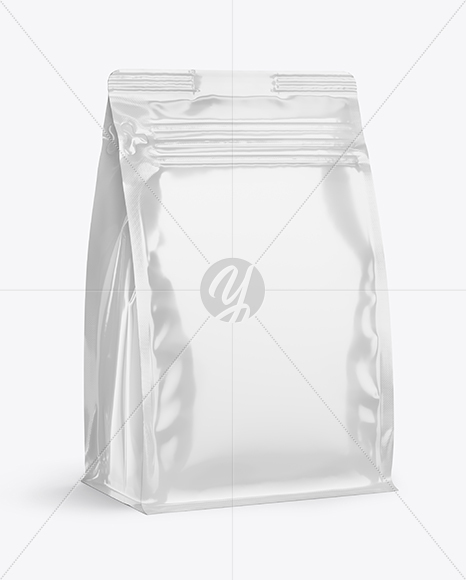 Glossy Coffee Bag Mockup - Half Side view