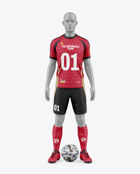 Soccer Kit w Mannequin Mockup - Front View - Football+Ball+Photoshop+Template+Jersey+Design+Photoshop+Template+Jersey